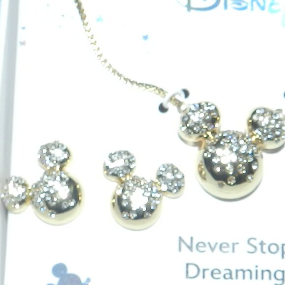 DISNEY MICKEY MINNIE MOUSE NECKLACE AND EARRINGS SET🆕📦⌚🏃💨⚡🚚 - Picture 2 of 12